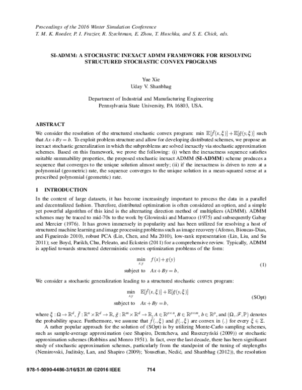 (PDF) SI-ADMM: A stochastic inexact ADMM framework for resolving ...