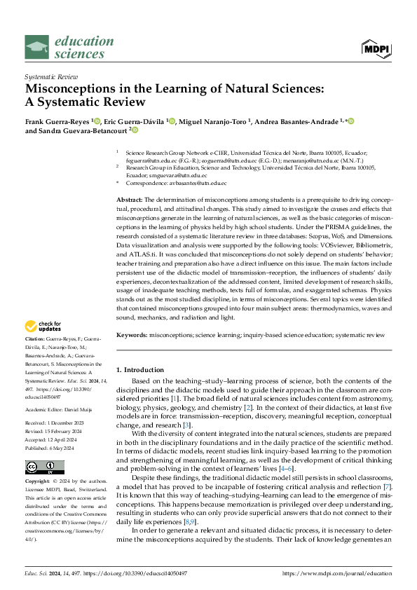 (PDF) Misconceptions in the Learning of Natural Sciences: A Systematic ...