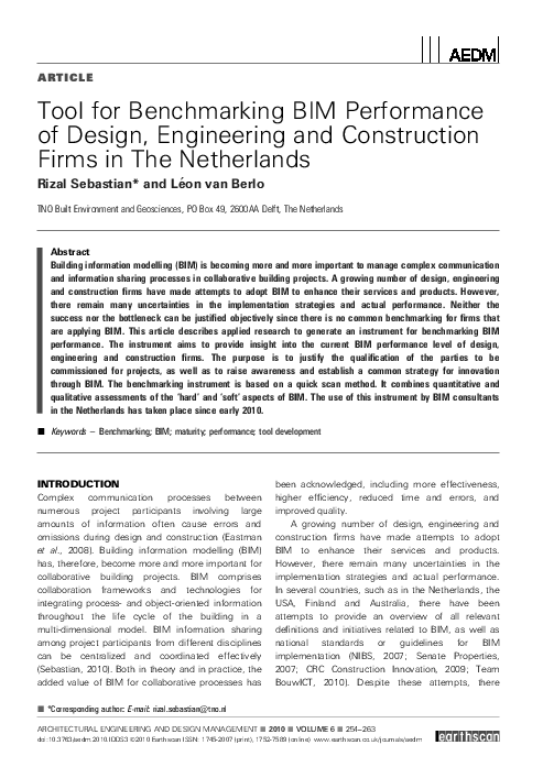 (PDF) Tool for Benchmarking BIM Performance of Design, Engineering and ...