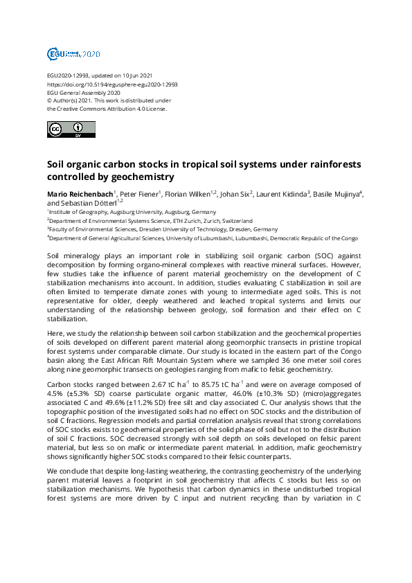 (PDF) Soil organic carbon stocks in tropical soil systems under ...