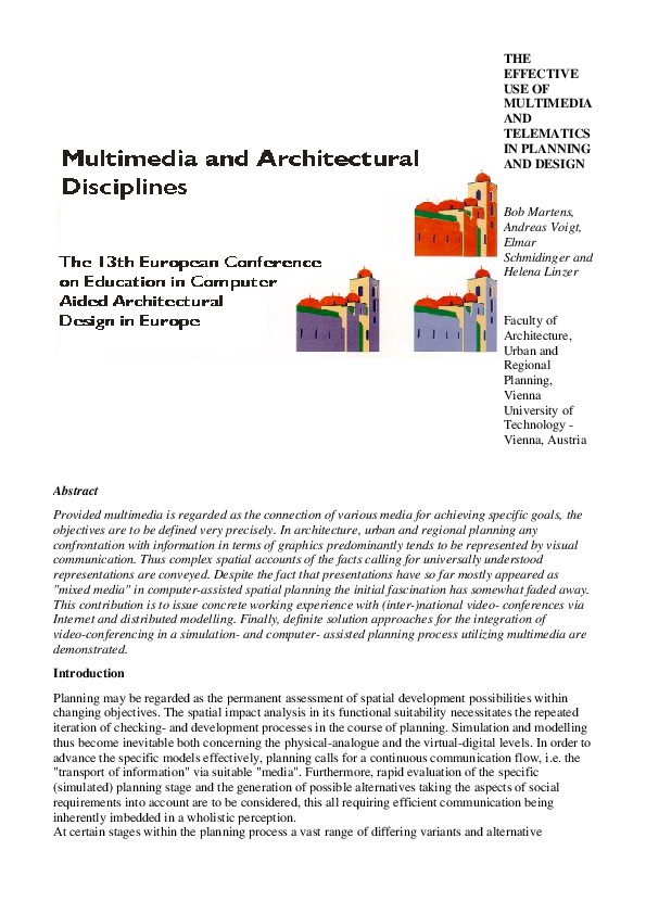 (PDF) The Effective Use of Multimedia and Telematics in Planning and Design