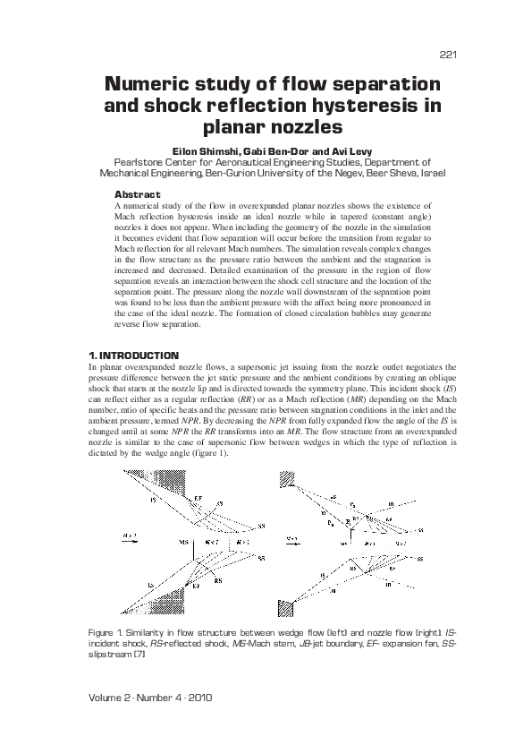 (PDF) Numeric study of flow separation and shock reflection hysteresis ...