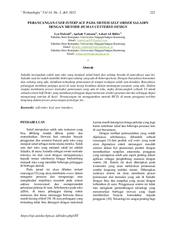 (PDF) Perancangan User Interface Pada Sistem Self Order Saladin Dengan ...