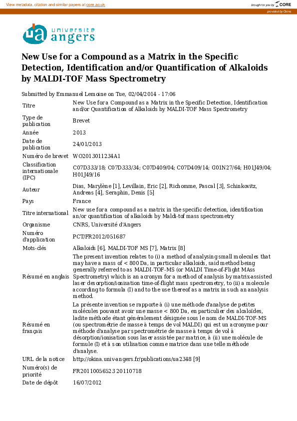 (PDF) New Use for a Compound as a Matrix in the Specific Detection ...