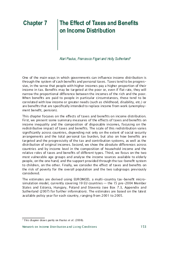 (PDF) The Effect of Taxes and Benefits on Income Distribution