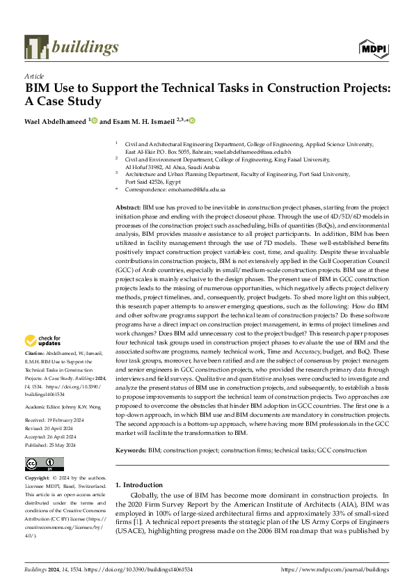 (PDF) BIM Use to Support the Technical Tasks in Construction Projects ...
