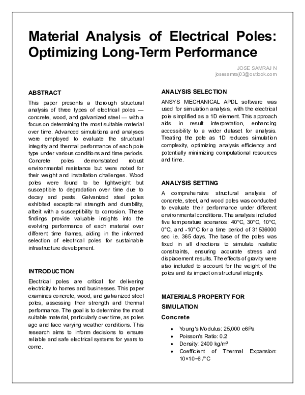 (PDF) Material Analysis of Electrical Poles: Optimizing Long-Term ...