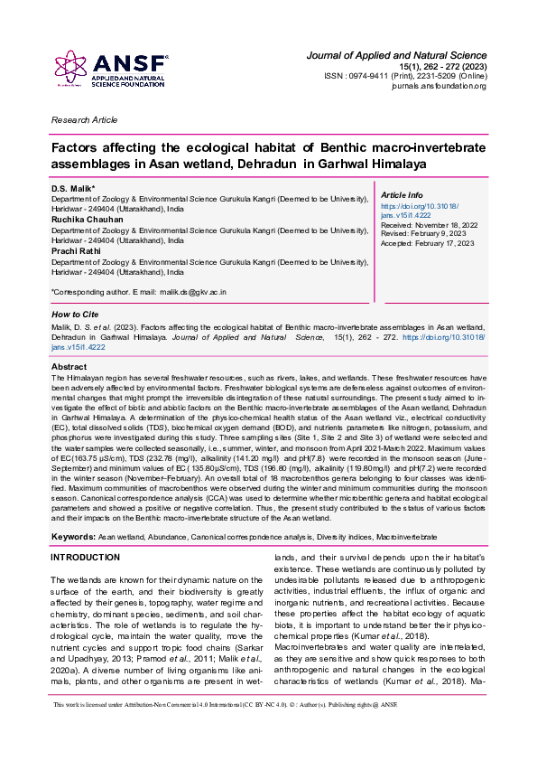 (PDF) Factors affecting the ecological habitat of Benthic macro ...