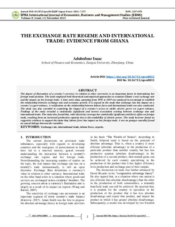 (PDF) The Exchange Rate Regime and International Trade: Evidence from Ghana
