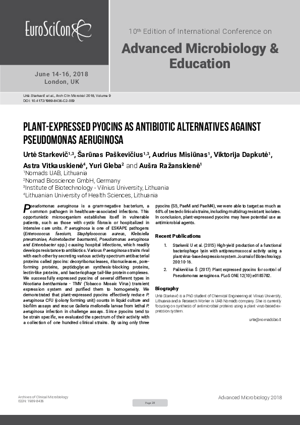 (PDF) Plant-expressed pyocins as antibiotic alternatives against ...