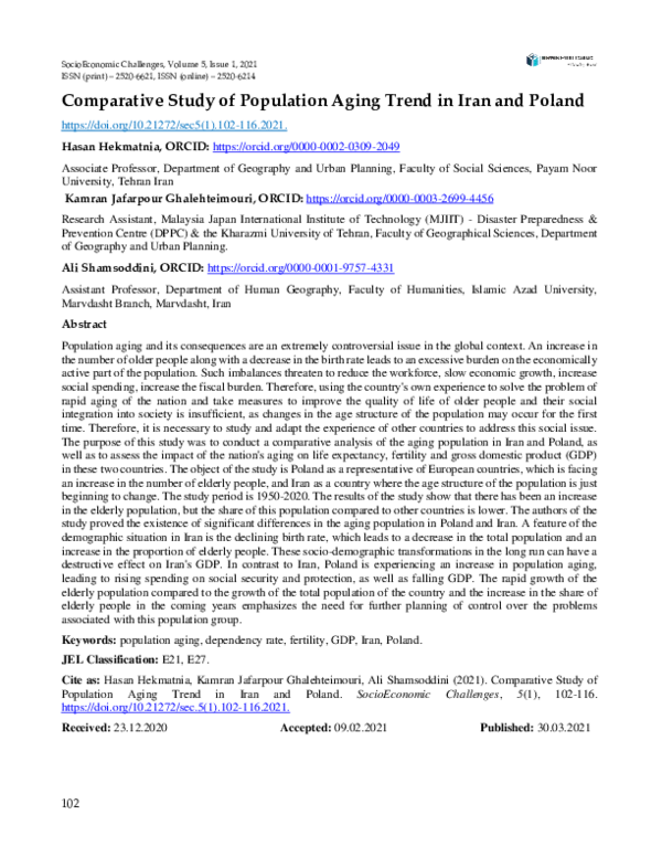 (PDF) Comparative Study of Population Aging Trend in Iran and Poland