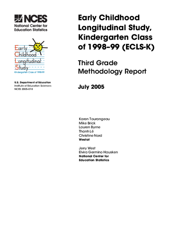 (PDF) Early Childhood Longitudinal Study, Kindergarten Class of 1998-99 ...