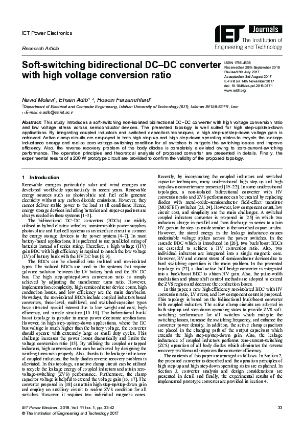 (PDF) A soft switching bidirectional DC-DC converter with high ...