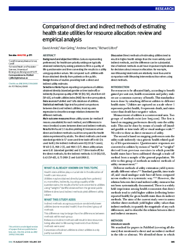 (PDF) A comparison of the direct and indirect methods of estimating ...