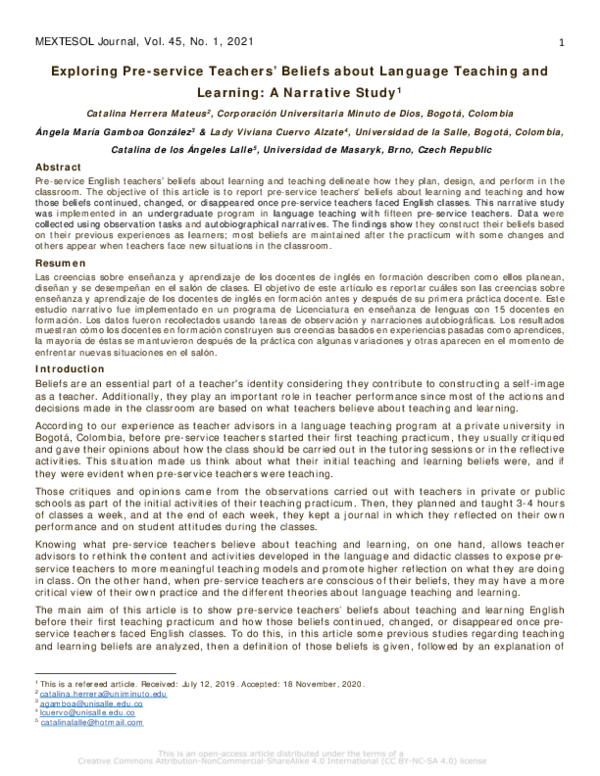 (PDF) Exploring Pre-service Teachers’ Beliefs about Language Teaching ...