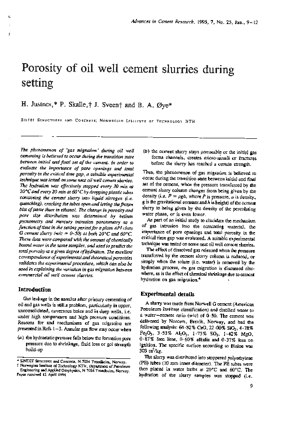 (PDF) Porosity of oil well cement slurries during setting