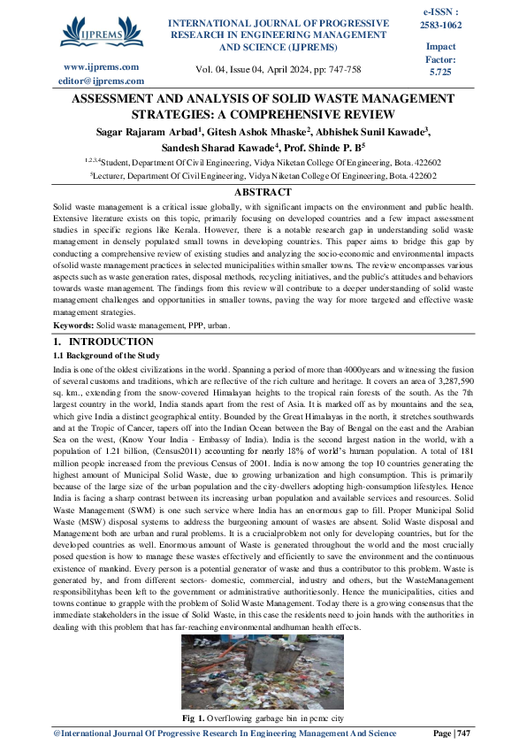 (PDF) ASSESSMENT AND ANALYSIS OF SOLID WASTE MANAGEMENT STRATEGIES: A ...