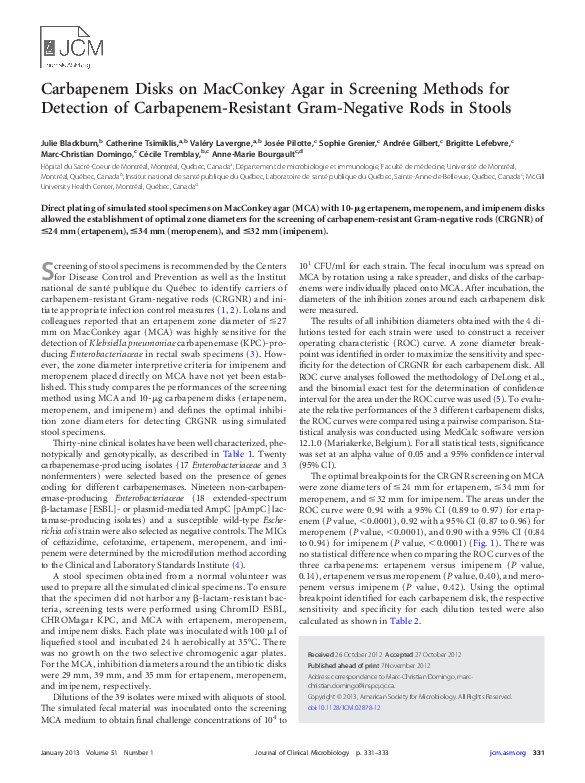 (PDF) Carbapenem Disks on MacConkey Agar in Screening Methods for ...