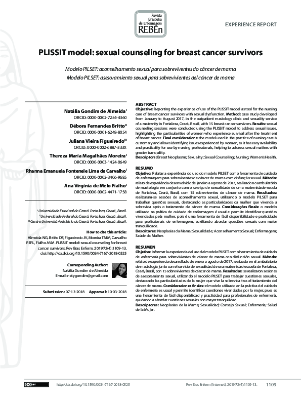 (PDF) PLISSIT model: sexual counseling for breast cancer survivors