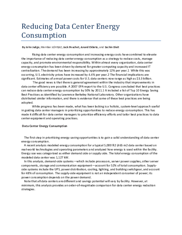 (PDF) Reducing Data Center Energy Consumption