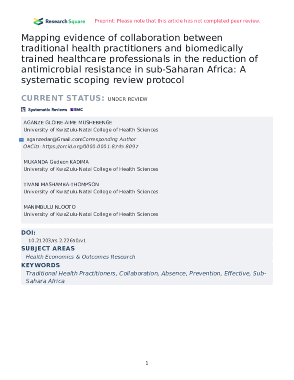 (PDF) Mapping evidence of collaboration between traditional health ...