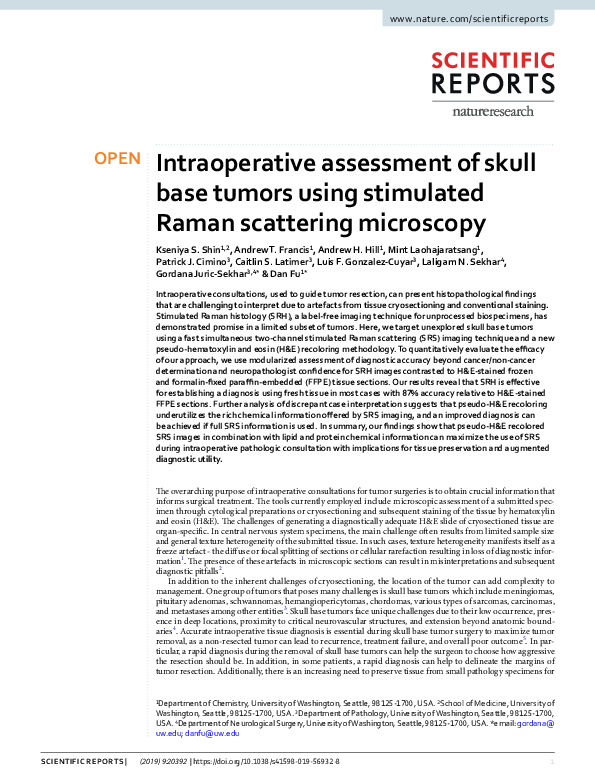 (PDF) Intraoperative assessment of skull base tumors using stimulated ...