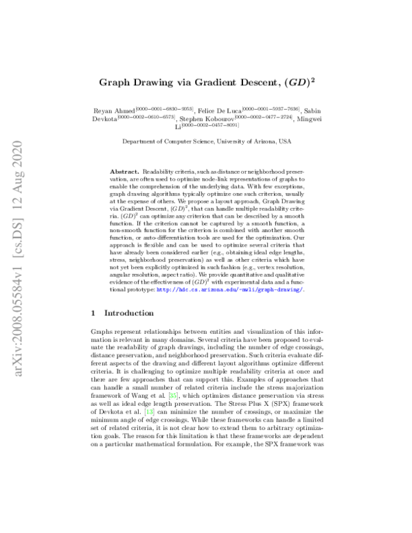 (PDF) Graph Drawing via Gradient Descent, $(GD)^2$
