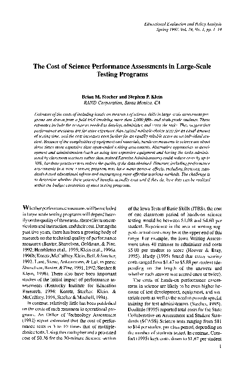 (PDF) The Cost of Science Performance Assessments in Large-Scale ...