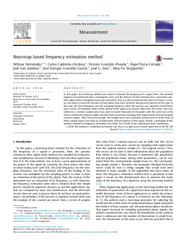 (PDF) Bootstrap-based frequency estimation method