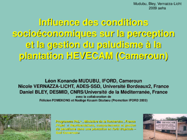 (PDF) Influence des conditions socioéconomiques sur la perception et la ...