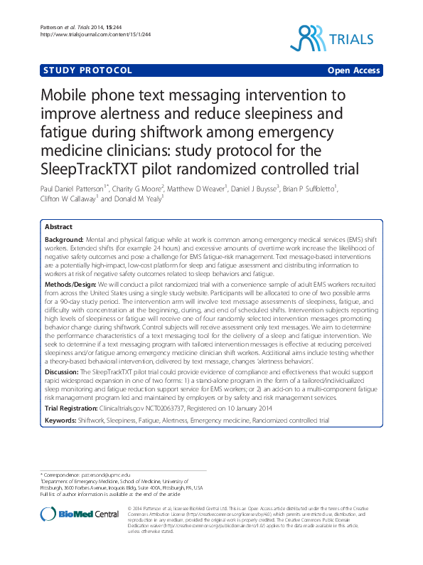 (PDF) Mobile phone text messaging intervention to improve alertness and ...
