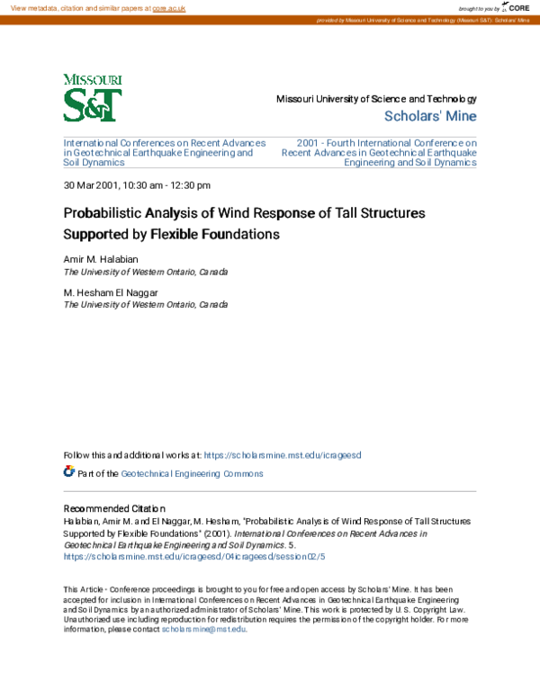 (PDF) Probabilistic Analysis of Wind Response of Tall Structures ...