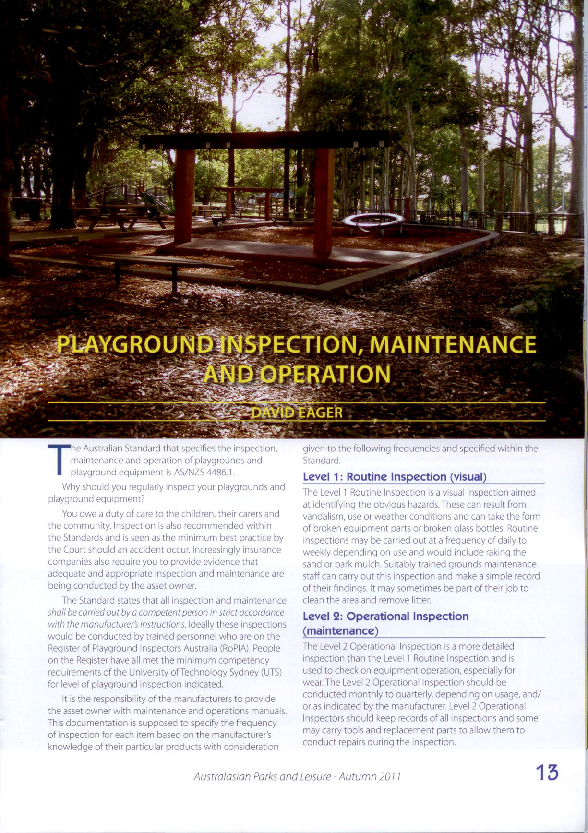 (PDF) Playground inspection, maintenance and operation