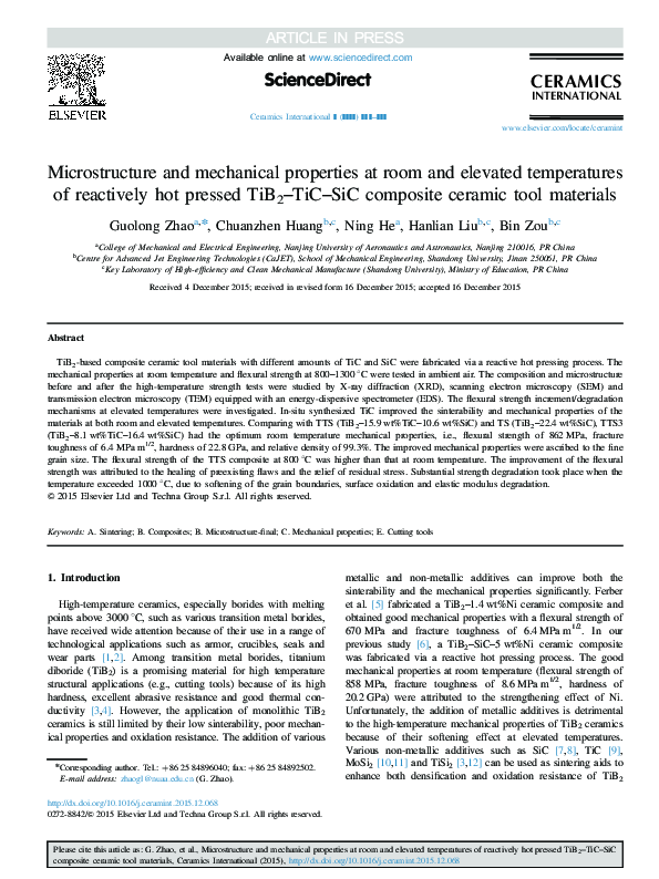 (PDF) Microstructure and mechanical properties at room and elevated ...