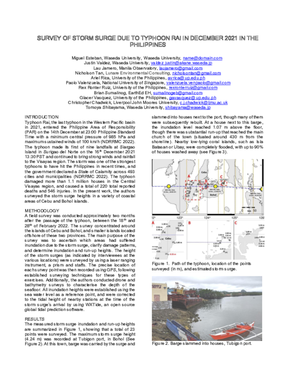 (PDF) Survey of Storm Surge Due to Typhoon Rai in December 2021 in the ...