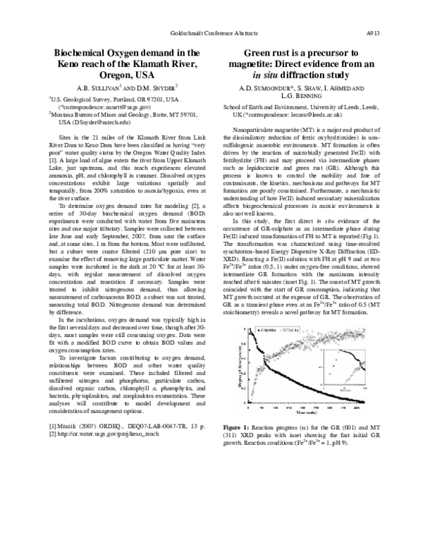 (PDF) Green rust is a precursor to magnetite: Direct evidence from an ...