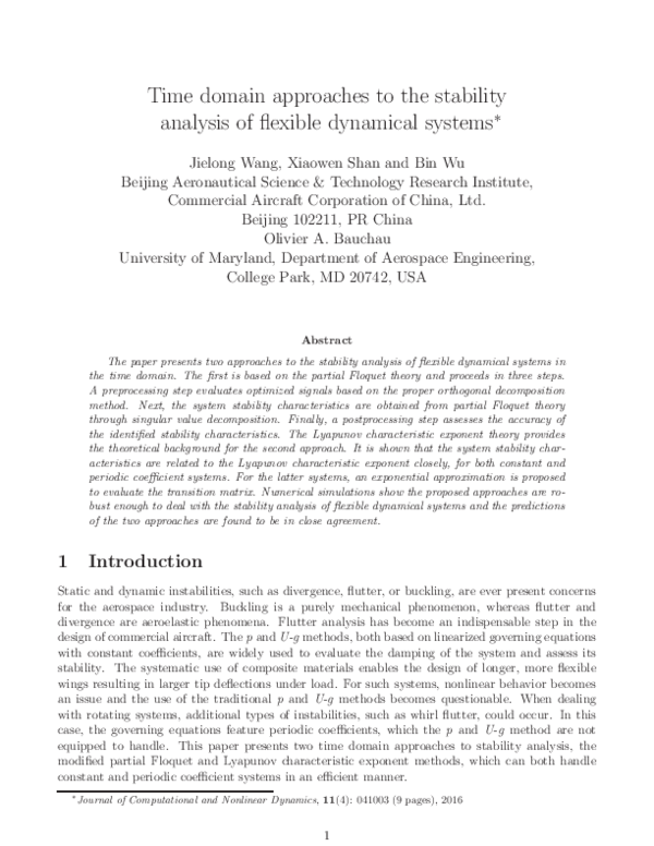 (PDF) Time Domain Approaches to the Stability Analysis of Flexible ...