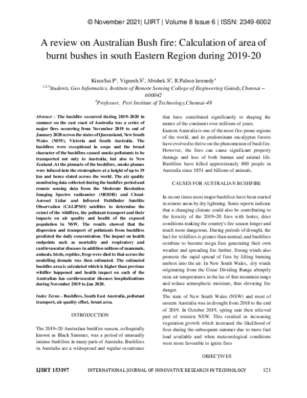 (PDF) A review on Australian Bush fire: Calculation of area of burnt ...