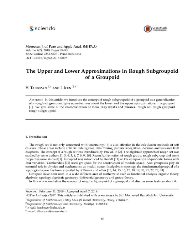 (PDF) The Upper and Lower Approximations in Rough Subgroupoid of a Groupoid