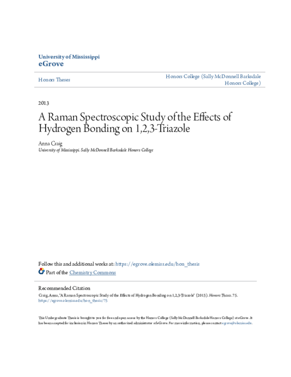 (PDF) A Raman Spectroscopic Study of the Effects of Hydrogen Bonding on ...