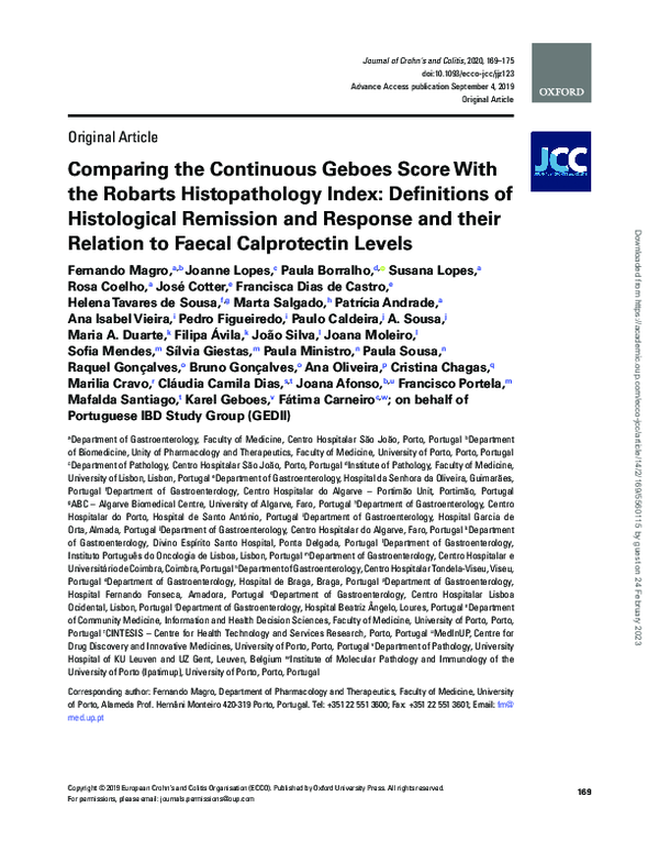 (PDF) Comparing the Continuous Geboes Score With the Robarts ...