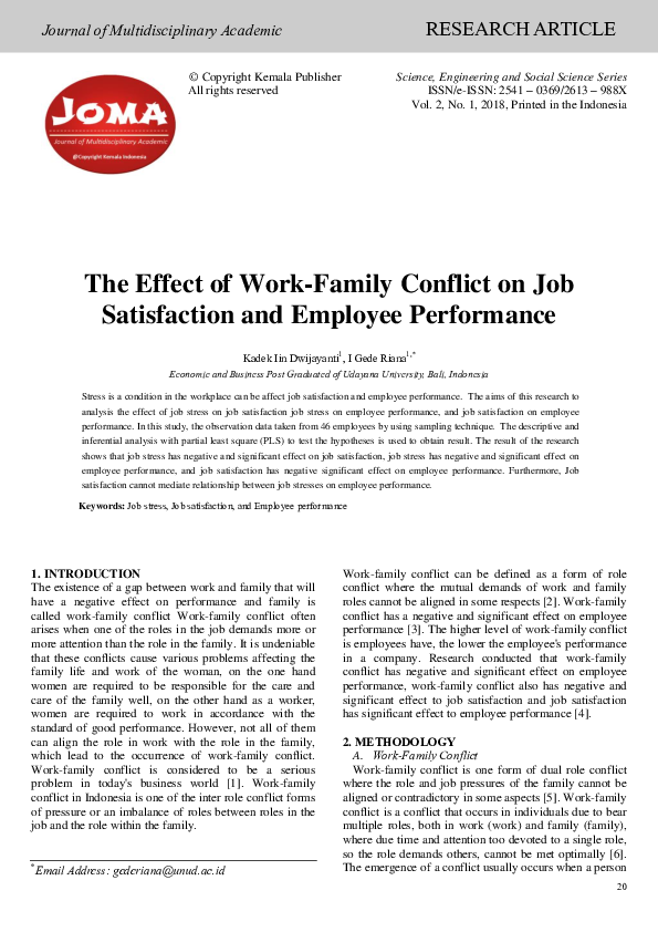 (PDF) The Effect of Work-Family Conflict on Job Satisfaction and ...