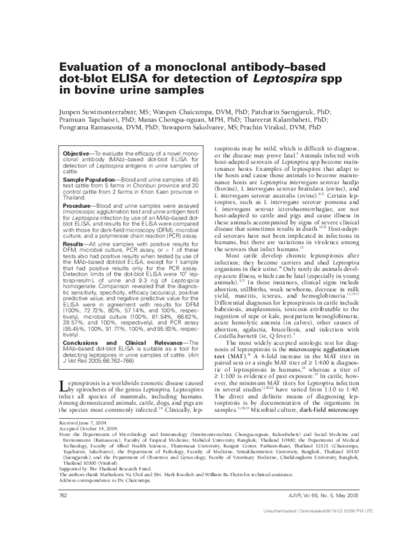(PDF) Evaluation of a monoclonal antibody–based dot-blot ELISA for ...