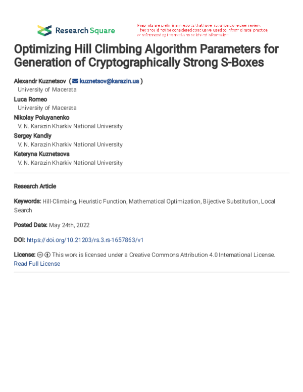 (PDF) Optimizing Hill Climbing Algorithm Parameters for Generation of ...