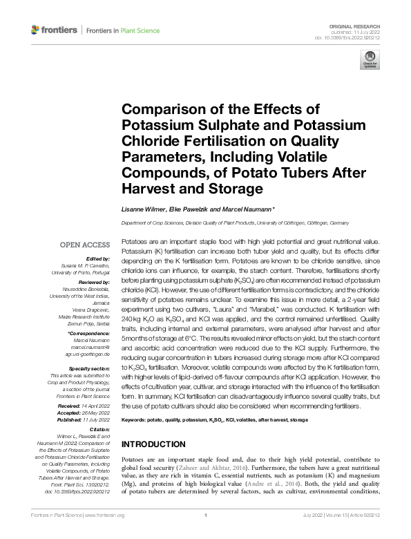 (PDF) Comparison of the Effects of Potassium Sulphate and Potassium ...