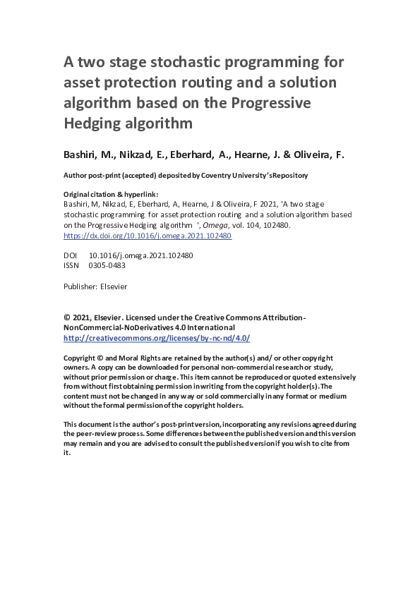 (PDF) A two stage stochastic programming for asset protection routing ...