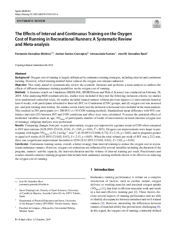 (PDF) The Effects of Interval and Continuous Training on the Oxygen ...