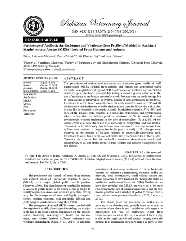 (PDF) Persistence of antibacterial resistance and virulence gene ...