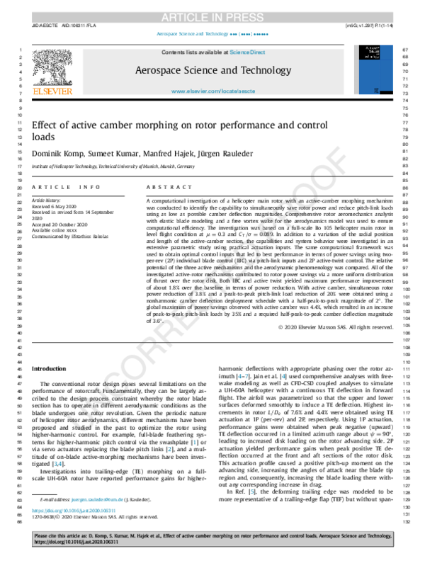 (PDF) Effect of active camber morphing on rotor performance and control ...