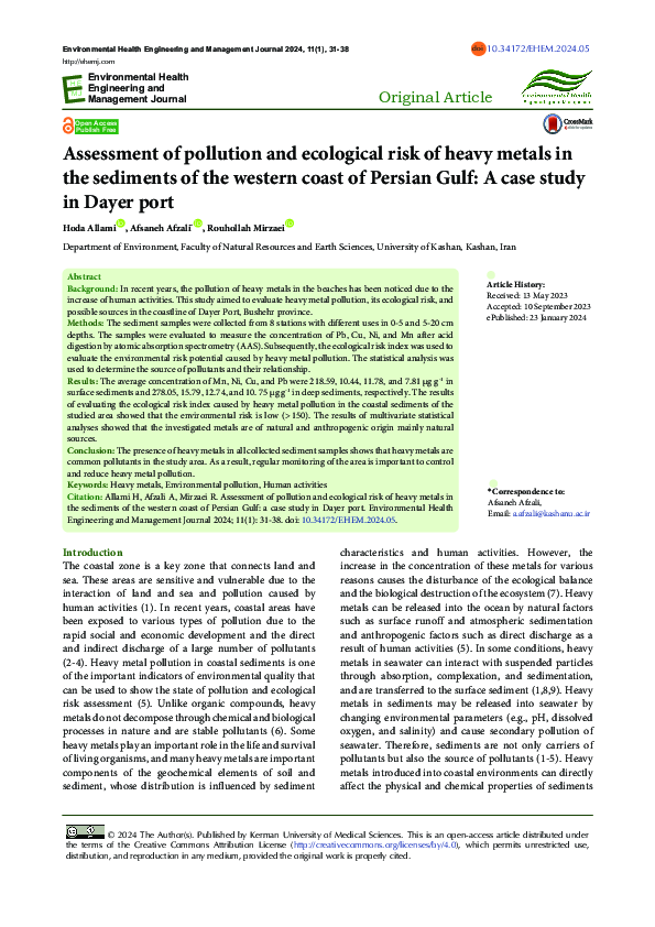 (PDF) Assessment of pollution and ecological risk of heavy metals in ...